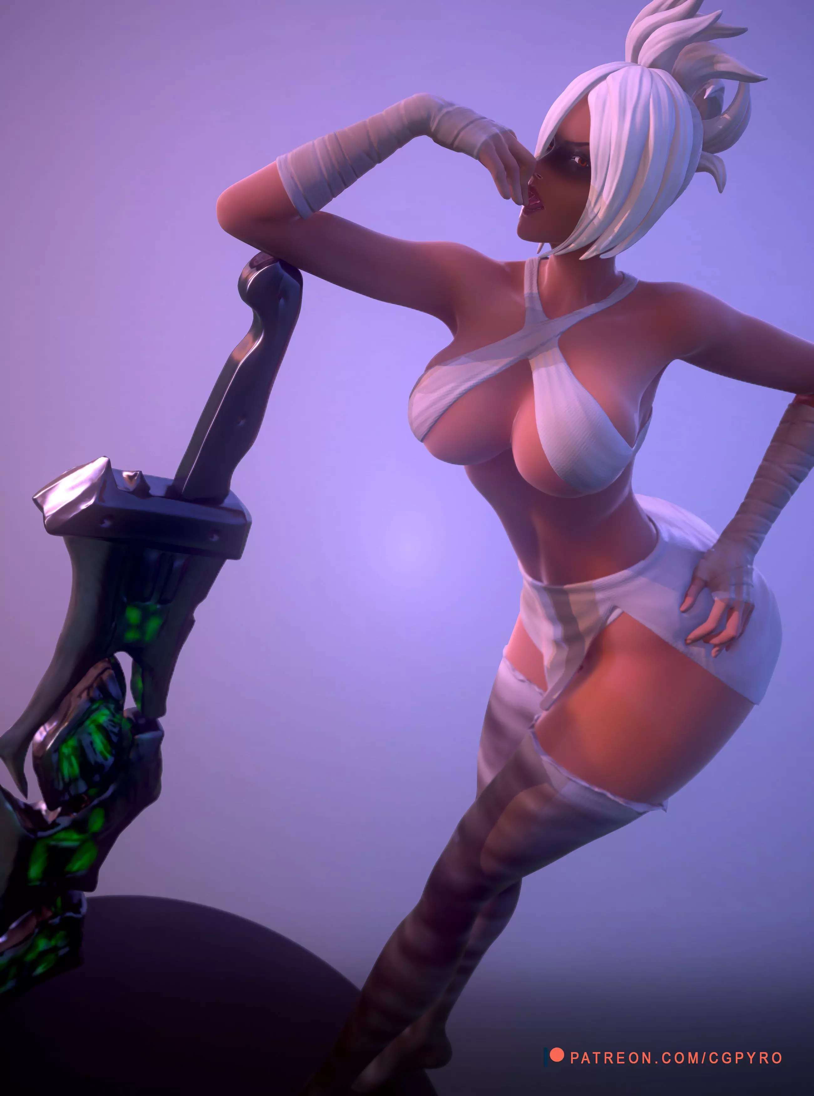 Riven League of Legends Girl character OBJ collectibles Editable 3D print model_0