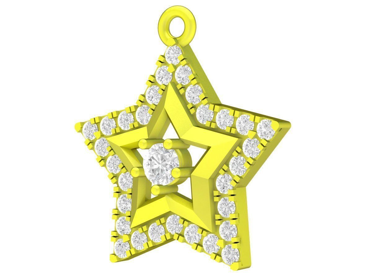 7048 Diamond Star Women Pendant 3D print model_3