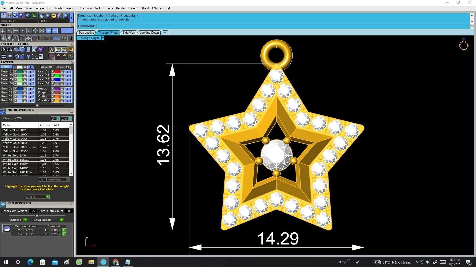 7048 Diamond Star Women Pendant 3D print model_7