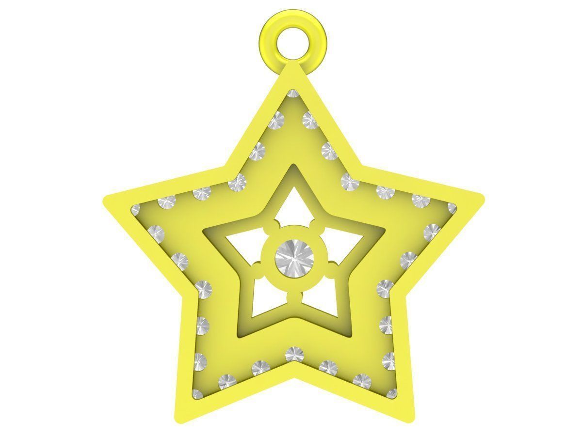 7048 Diamond Star Women Pendant 3D print model_4