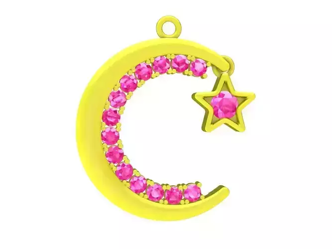 7049 Moon Star diamond women pendant 