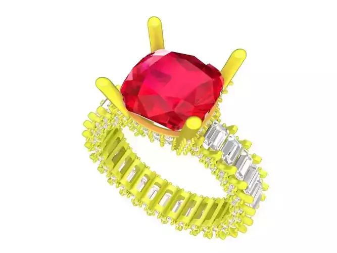 7050 Luxury Korean baguette diamond women ring