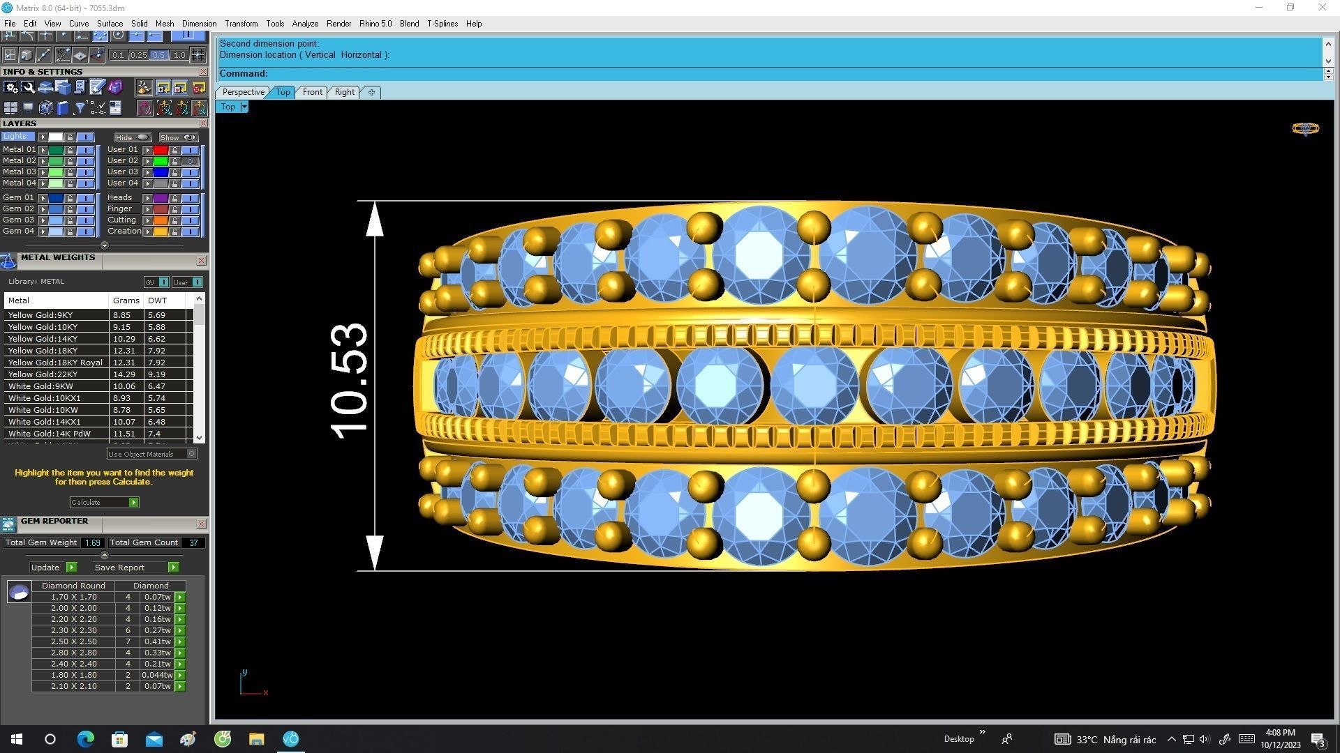 7055 fashion diamond women ring 3D print model_5