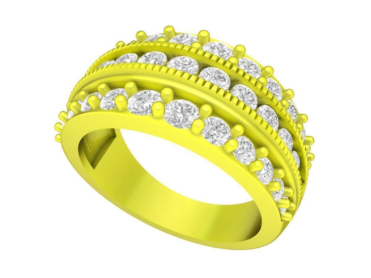 7055 fashion diamond women ring 3D print model_1