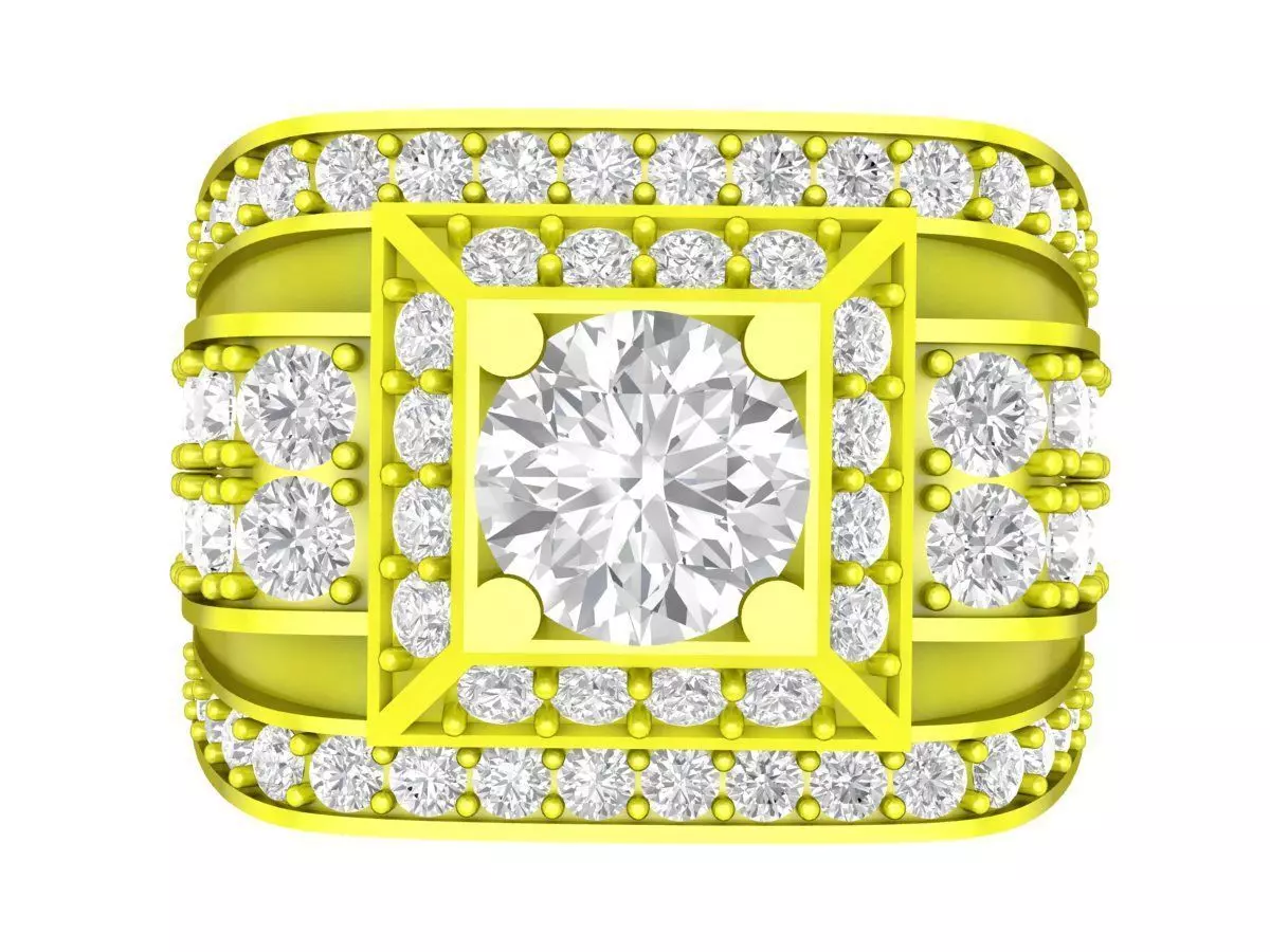 Luxury Square Diamond Halo Men Ring Jewelry Design 7056 3D print model