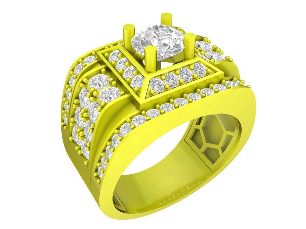 7056 luxury korean diamond men ring 3D print model_4