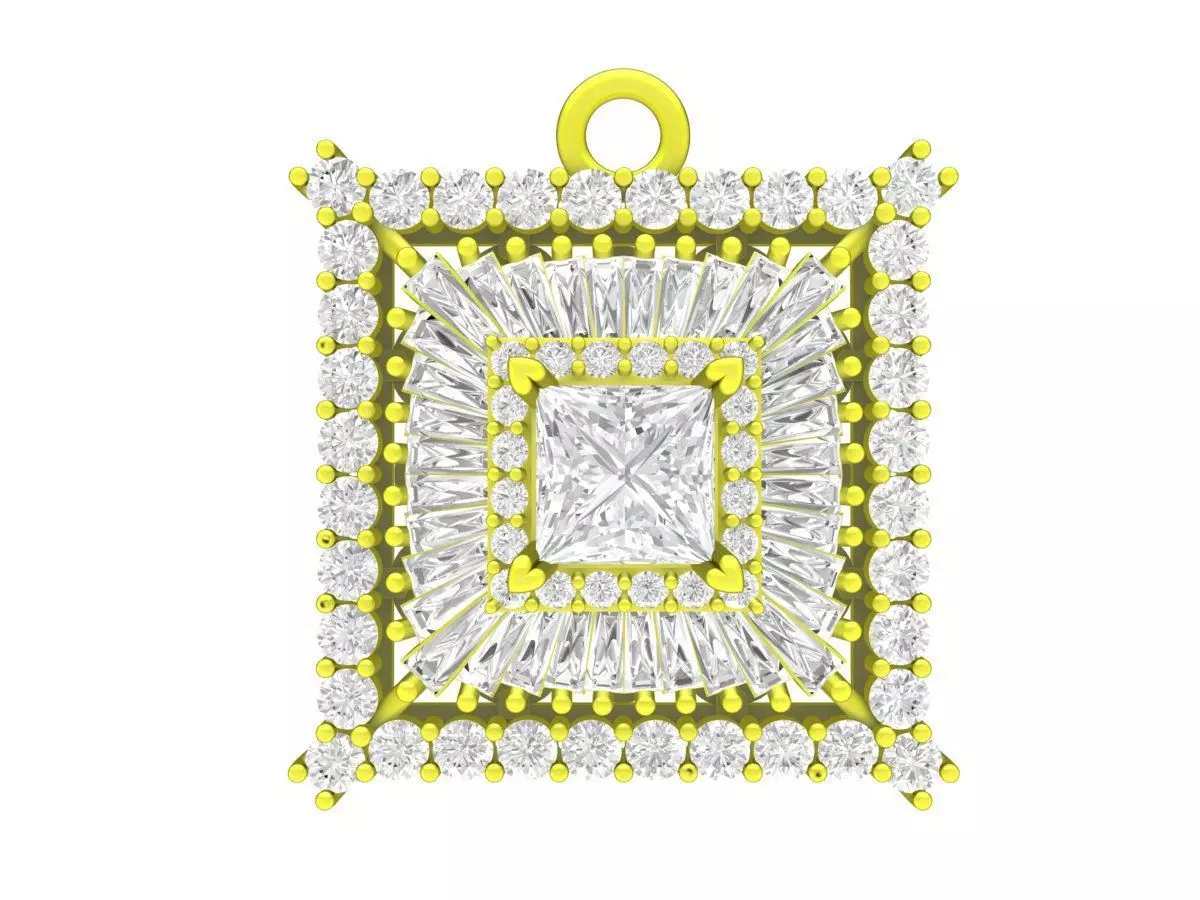 Luxury Square Halo Diamond Pendant Jewelry Design 7061 3D print model