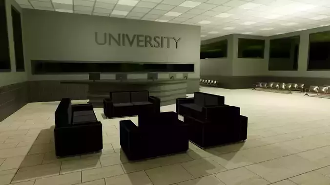  University interior Low-poly 3D model