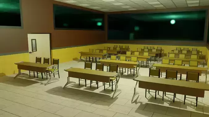 University interior Low-poly 3D model