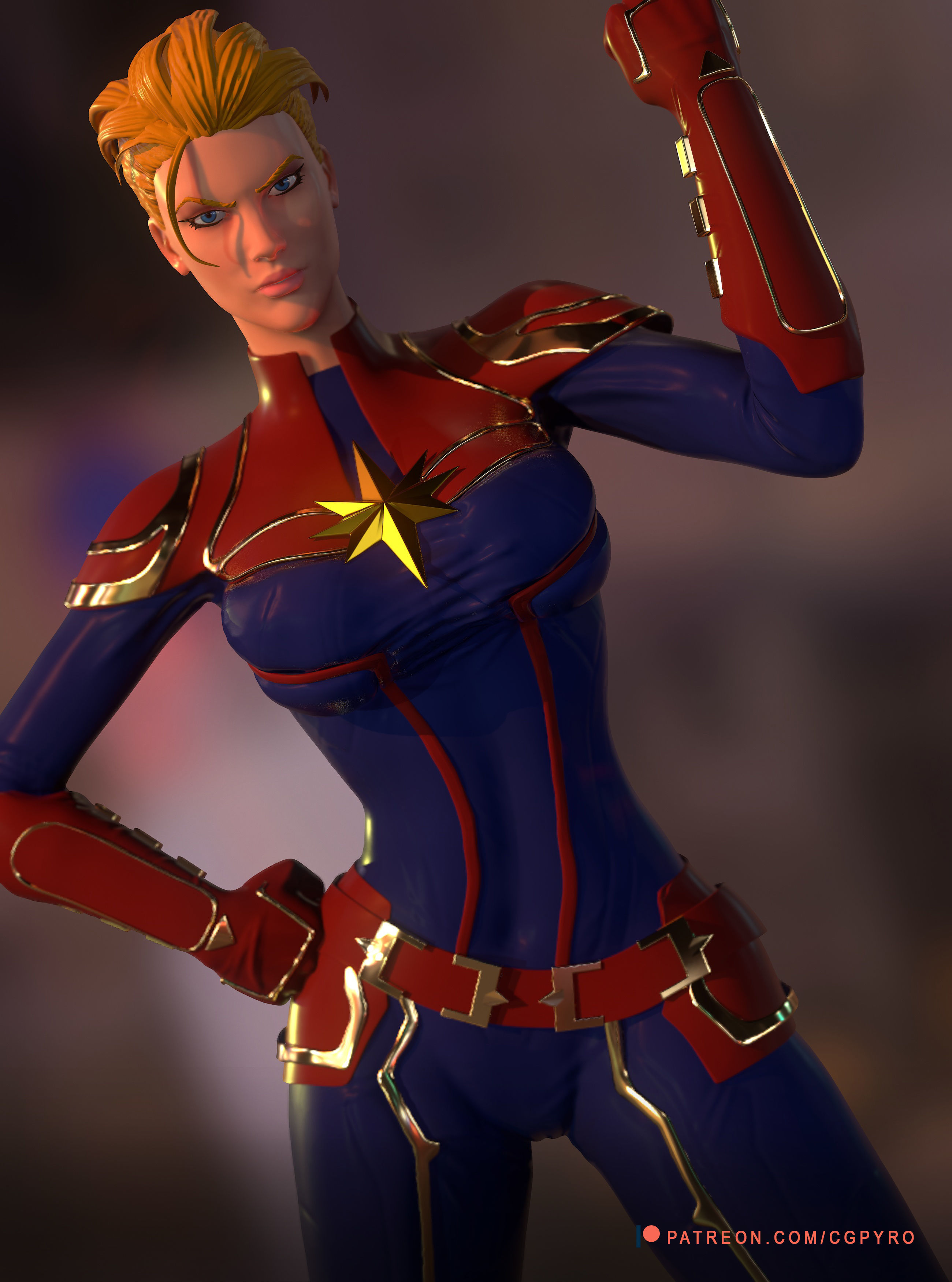 Captain Marvel character OBJ file collectibles Editable 3D print model_3
