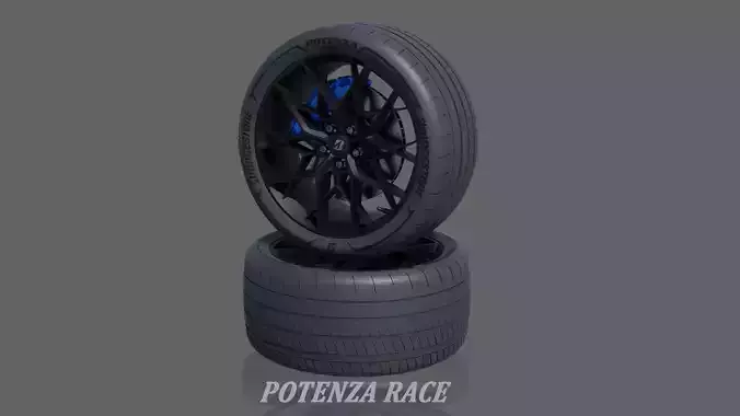 3d Wheel Model of Bridgestone Potenza Race Low-poly 3D model