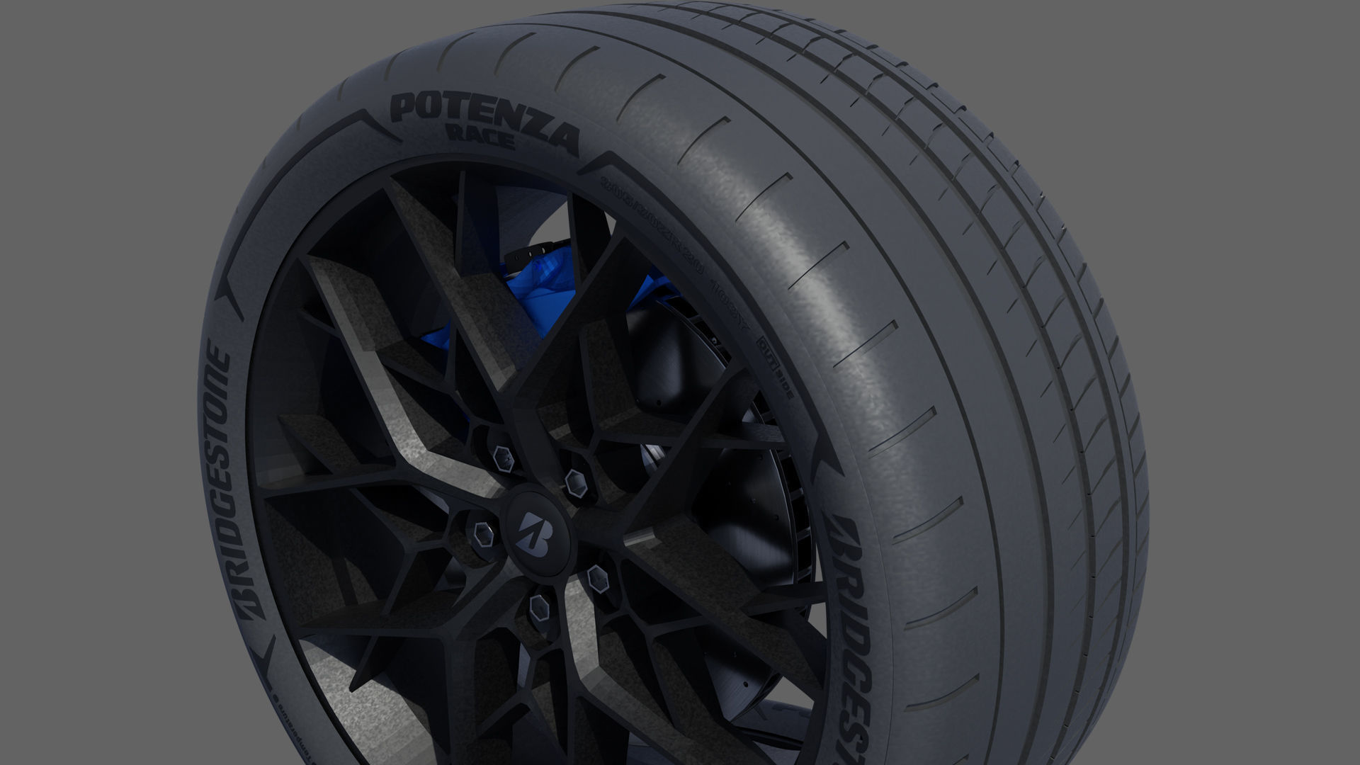 3d Wheel Model of Bridgestone Potenza Race Low-poly 3D model_3