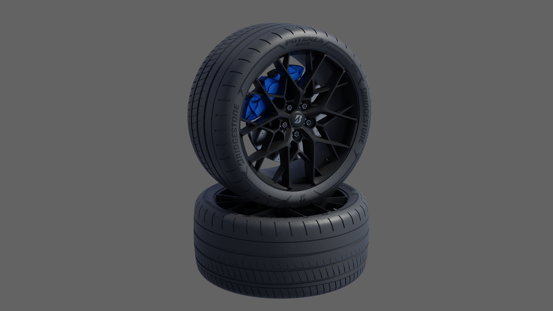 3d Wheel Model of Bridgestone Potenza Race Low-poly 3D model_4