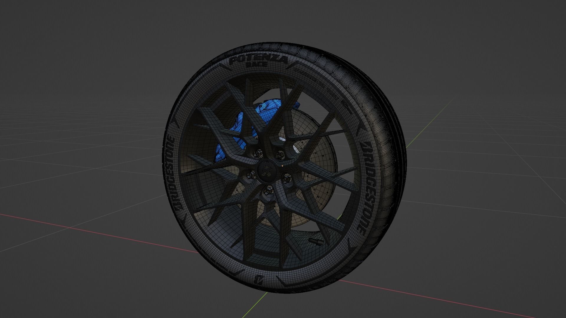 3d Wheel Model of Bridgestone Potenza Race Low-poly 3D model_6