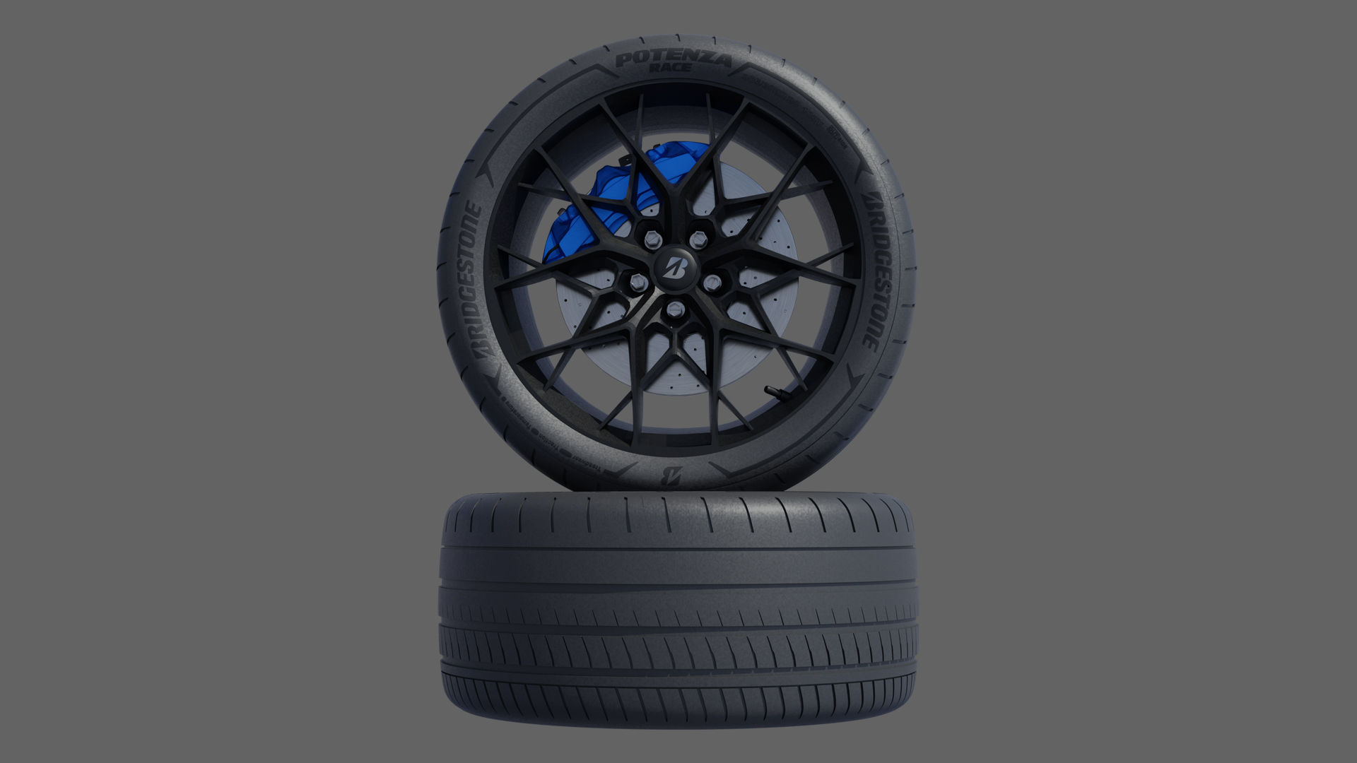 3d Wheel Model of Bridgestone Potenza Race Low-poly 3D model_2