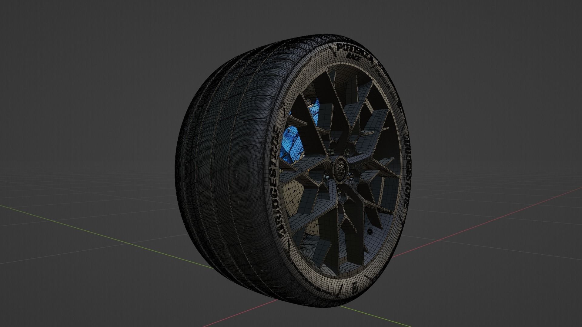 3d Wheel Model of Bridgestone Potenza Race Low-poly 3D model_7