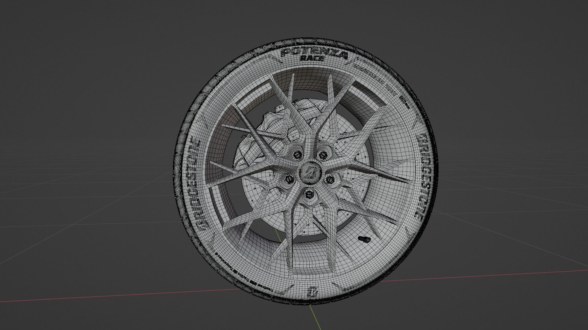 3d Wheel Model of Bridgestone Potenza Race Low-poly 3D model_8