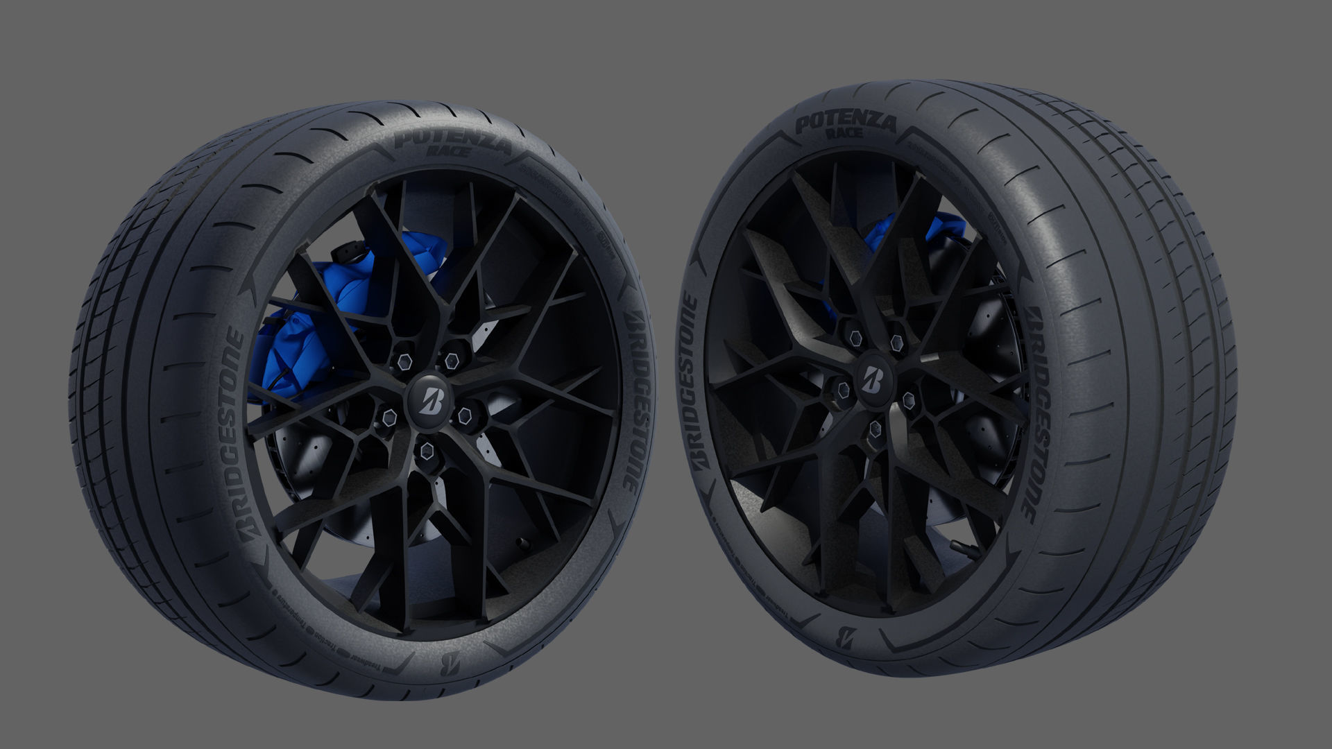 3d Wheel Model of Bridgestone Potenza Race Low-poly 3D model_1