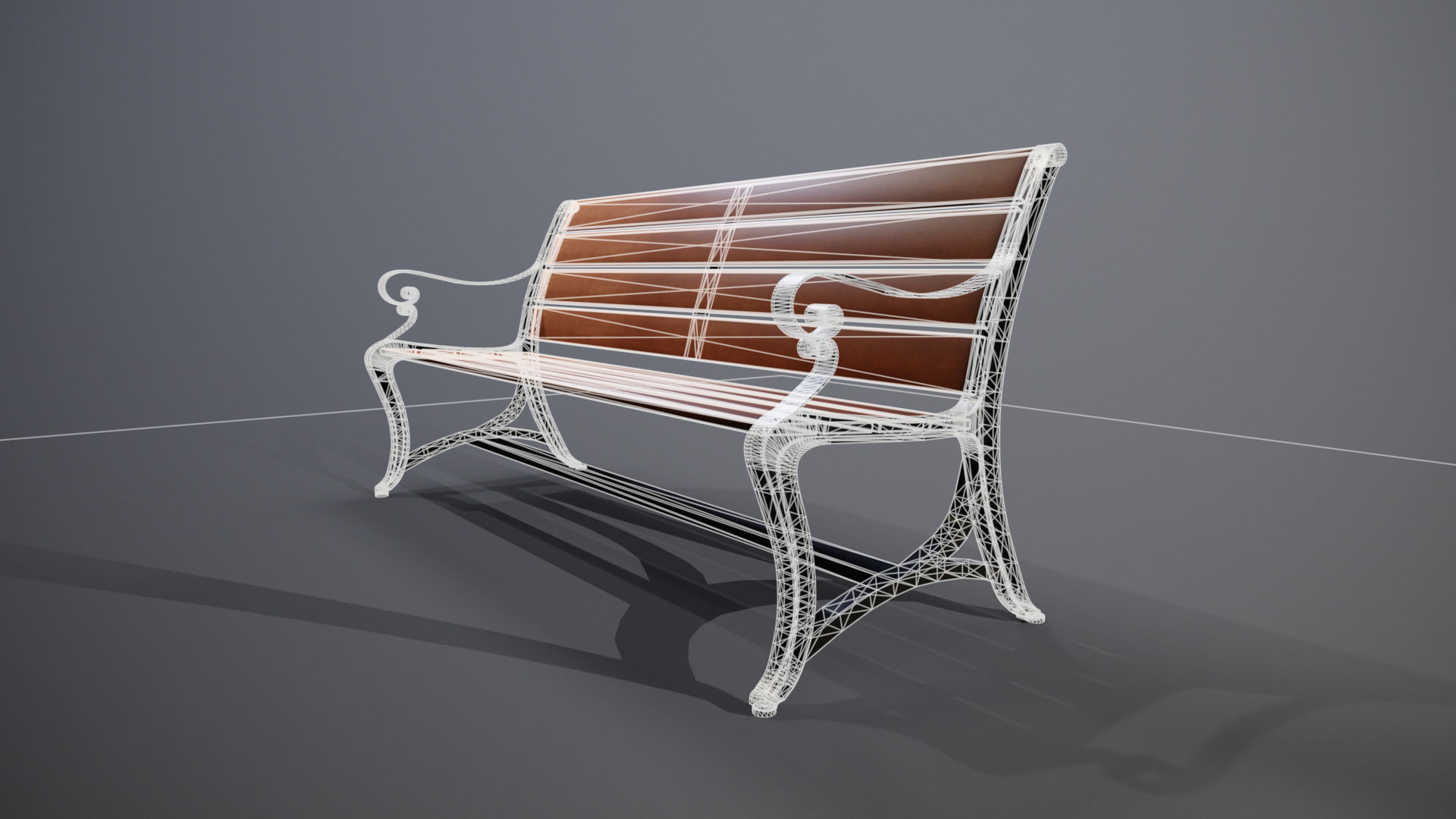 Bench Lowpoly 3D model Low-poly 3D model_4