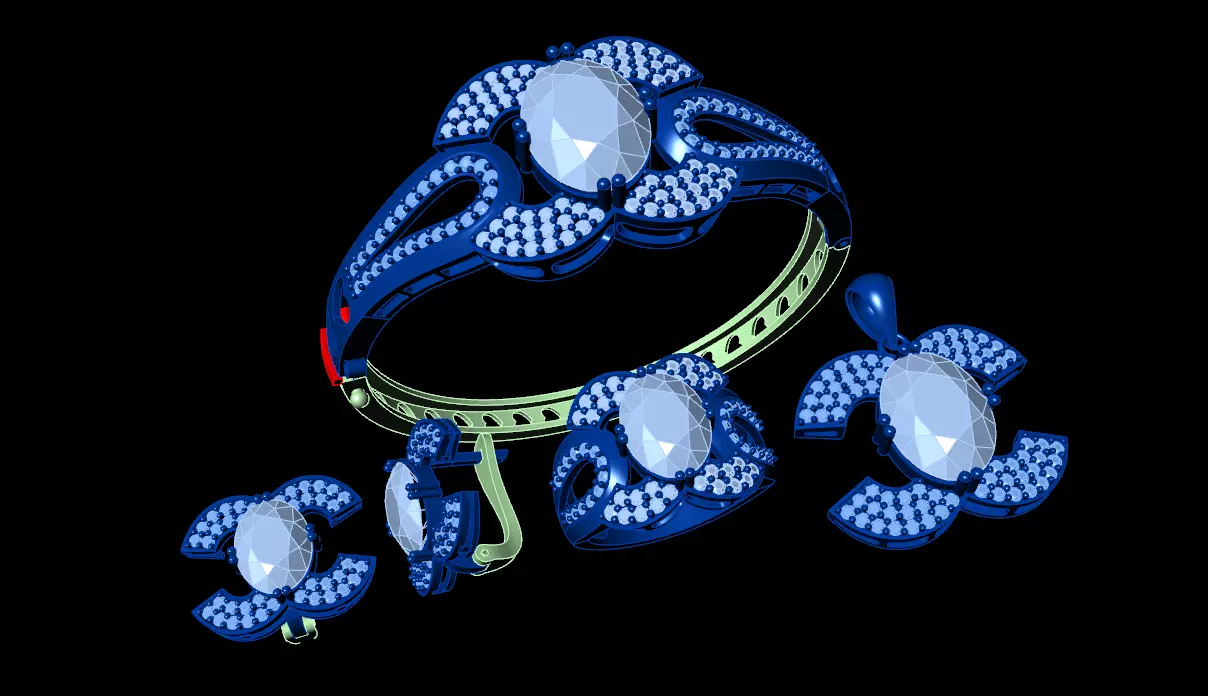 Diamond Jewellery Sets Concept 3D print model_0