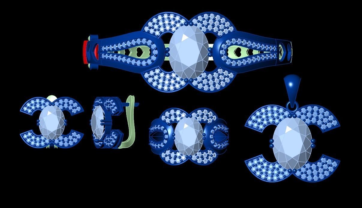 Diamond Jewellery Sets Concept 3D print model_1
