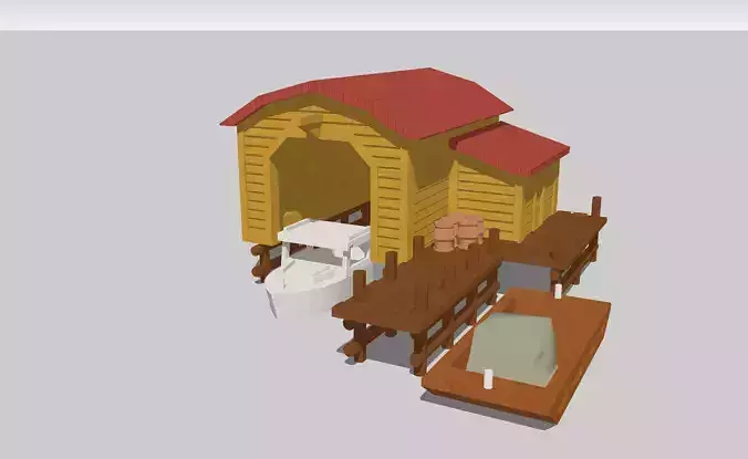 Waterfront Dockside Boathouse by Outland Models 