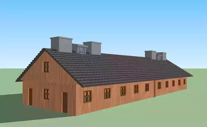 Country Barrack Warehouse Barn by Outland Models