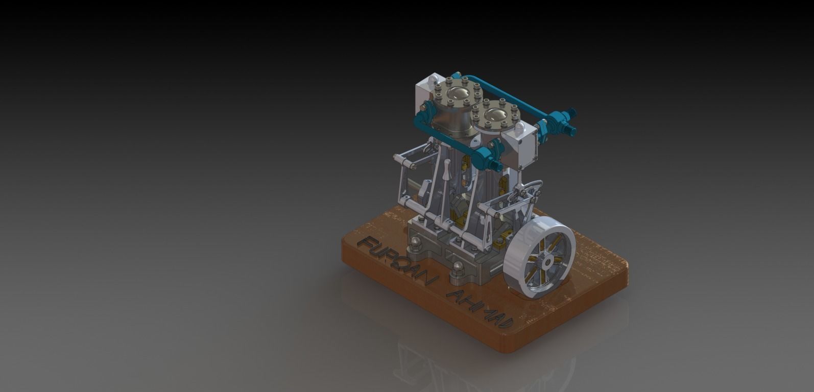 Vertical Twin Steam Engine 3D model_2