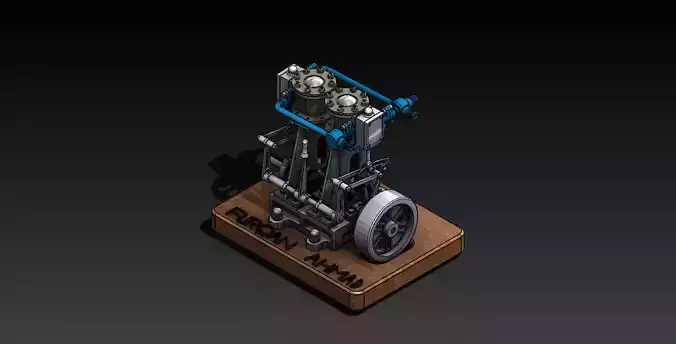 Vertical Twin Steam Engine 3D model