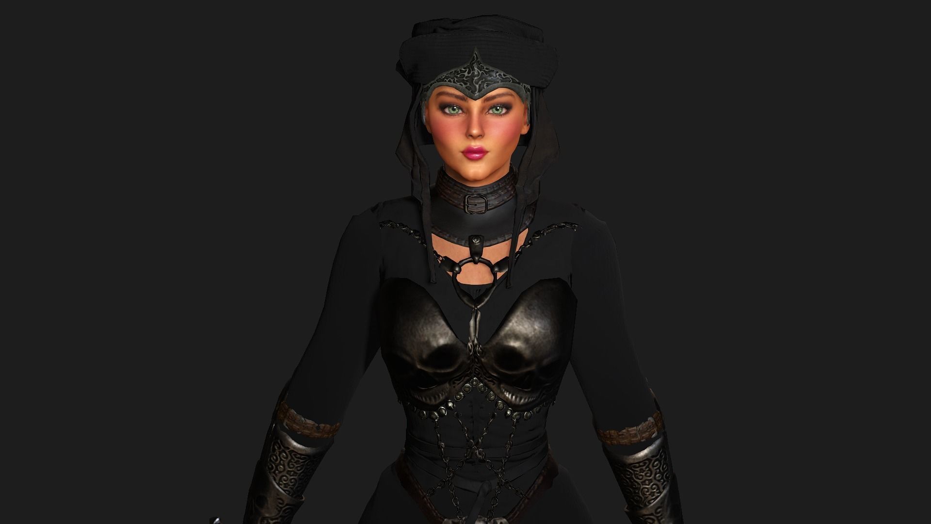 AAA 3D REALISTIC FANTASY MEDIEVAL CHARACTER - QUEEN WITH SWORD Low-poly 3D model_8