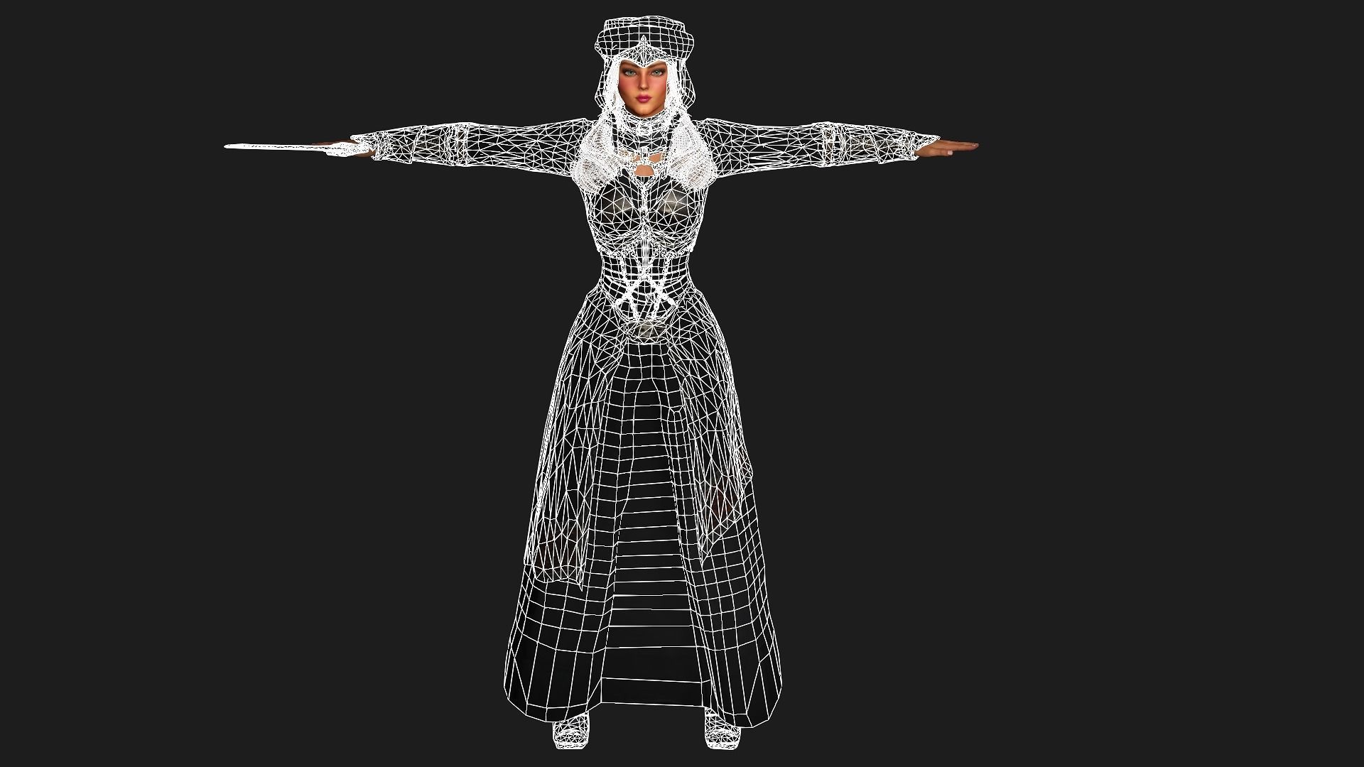 AAA 3D REALISTIC FANTASY MEDIEVAL CHARACTER - QUEEN WITH SWORD Low-poly 3D model_19