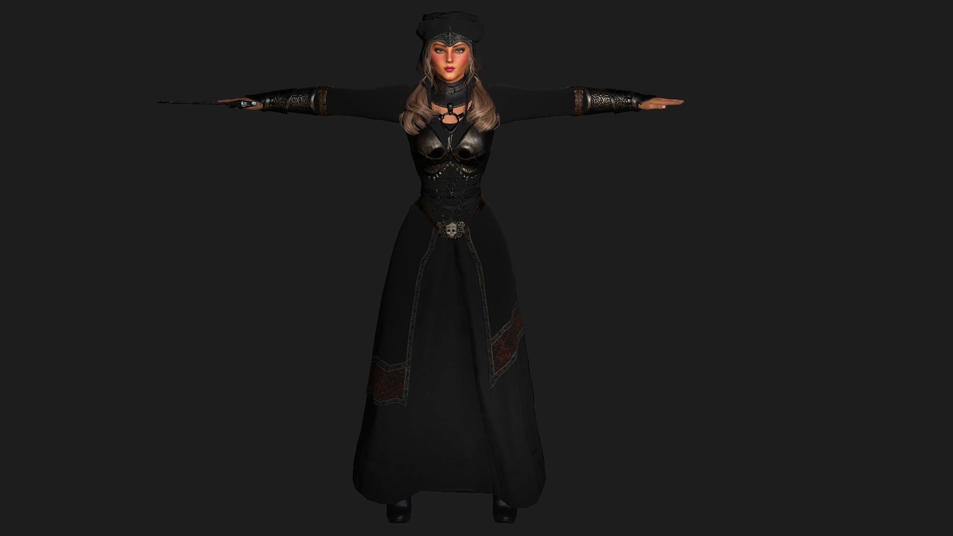 AAA 3D REALISTIC FANTASY MEDIEVAL CHARACTER - QUEEN WITH SWORD Low-poly 3D model_18