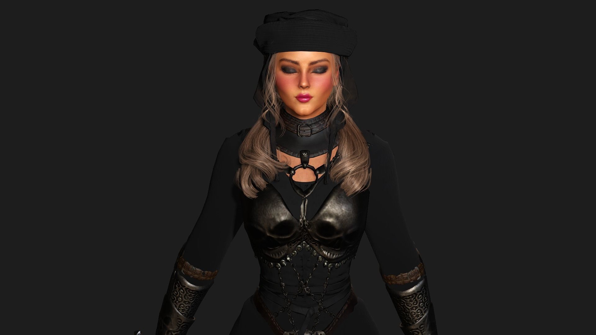 AAA 3D REALISTIC FANTASY MEDIEVAL CHARACTER - QUEEN WITH SWORD Low-poly 3D model_10