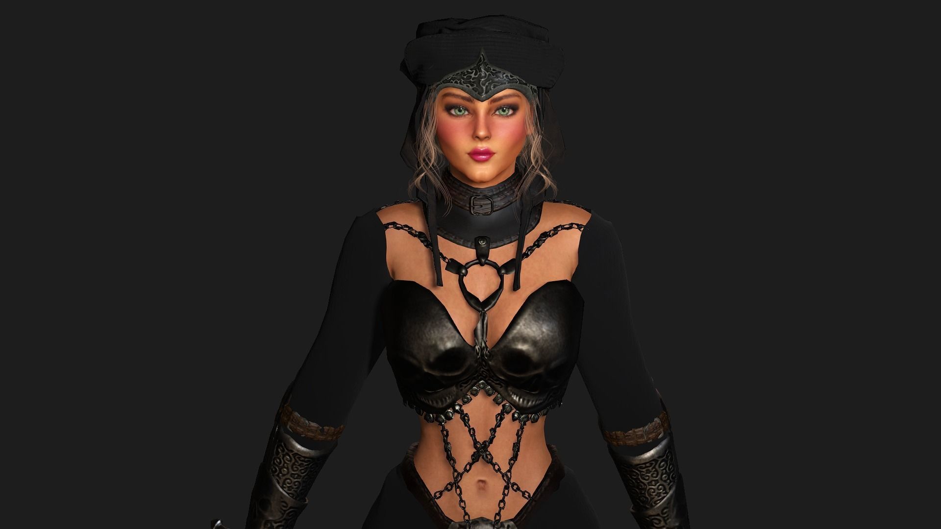 AAA 3D REALISTIC FANTASY MEDIEVAL CHARACTER - QUEEN WITH SWORD Low-poly 3D model_12