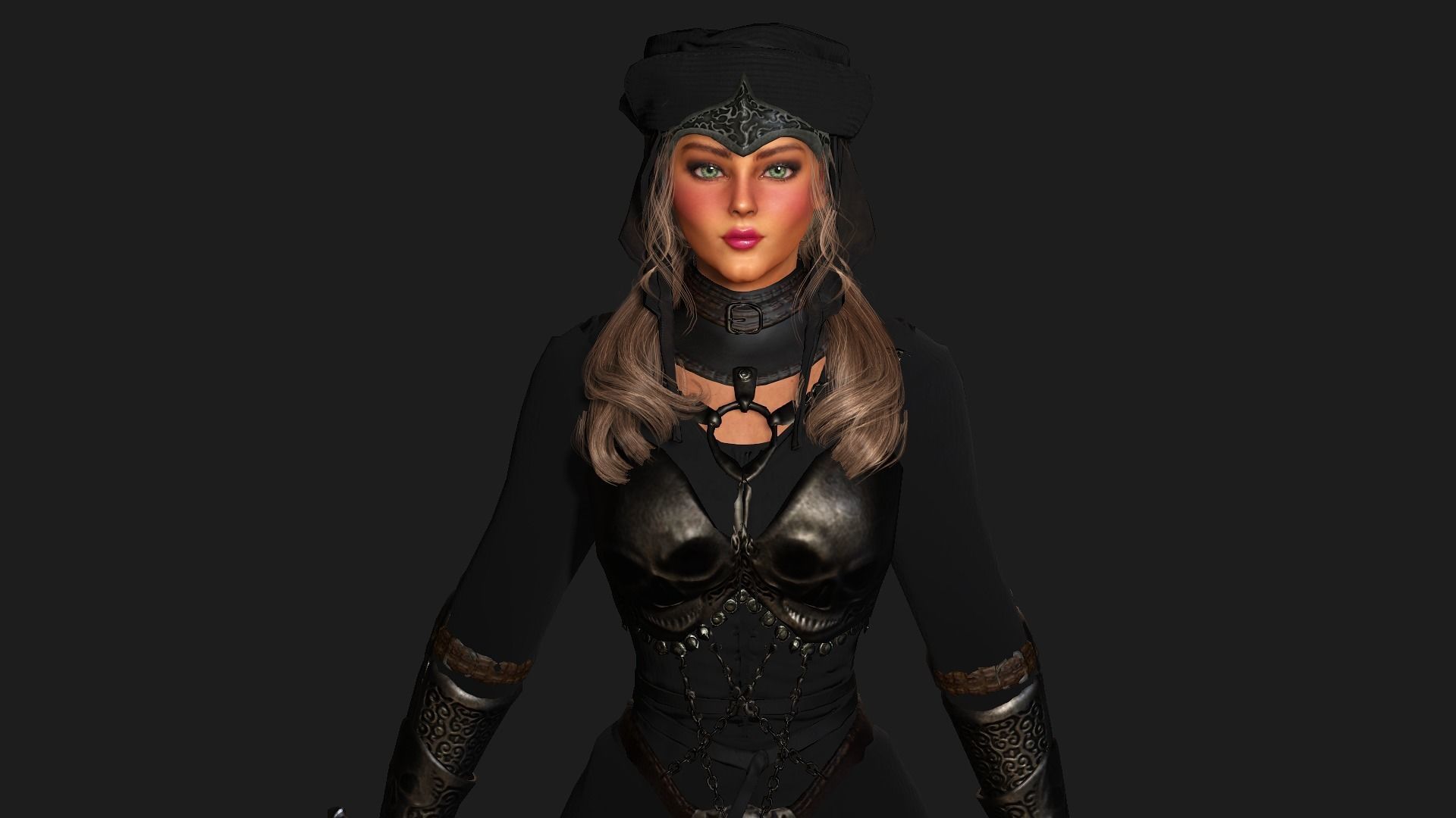 AAA 3D REALISTIC FANTASY MEDIEVAL CHARACTER - QUEEN WITH SWORD Low-poly 3D model_7