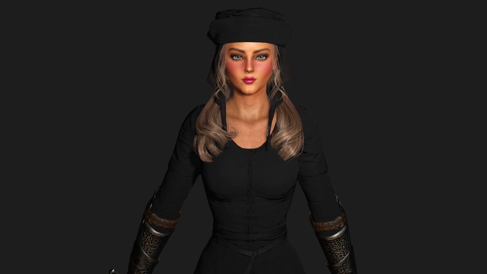 AAA 3D REALISTIC FANTASY MEDIEVAL CHARACTER - QUEEN WITH SWORD Low-poly 3D model_13