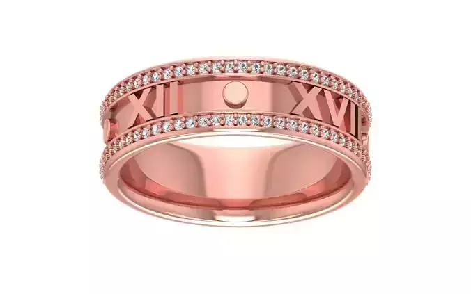 Personalize Roman Number Wedding Band 3dm STL OBJ FBX Render  3D print model