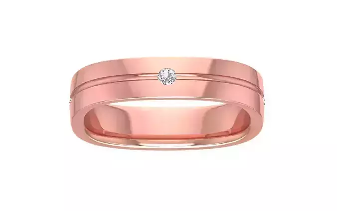 Round Diamond Square Shape Wedding Band 3dm STL OBJ FBX Render 