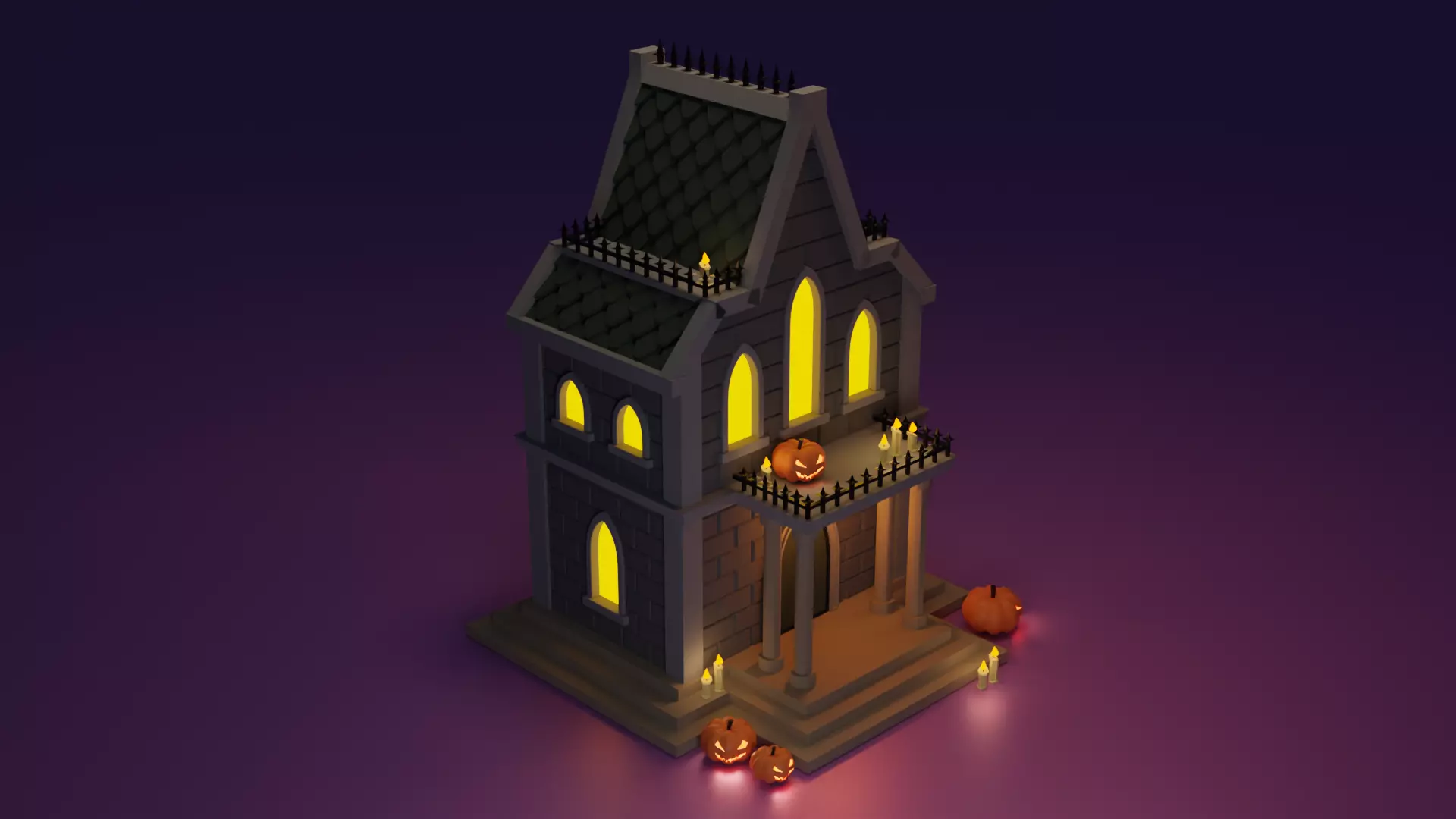 Halloween house 4 Low-poly 3D model