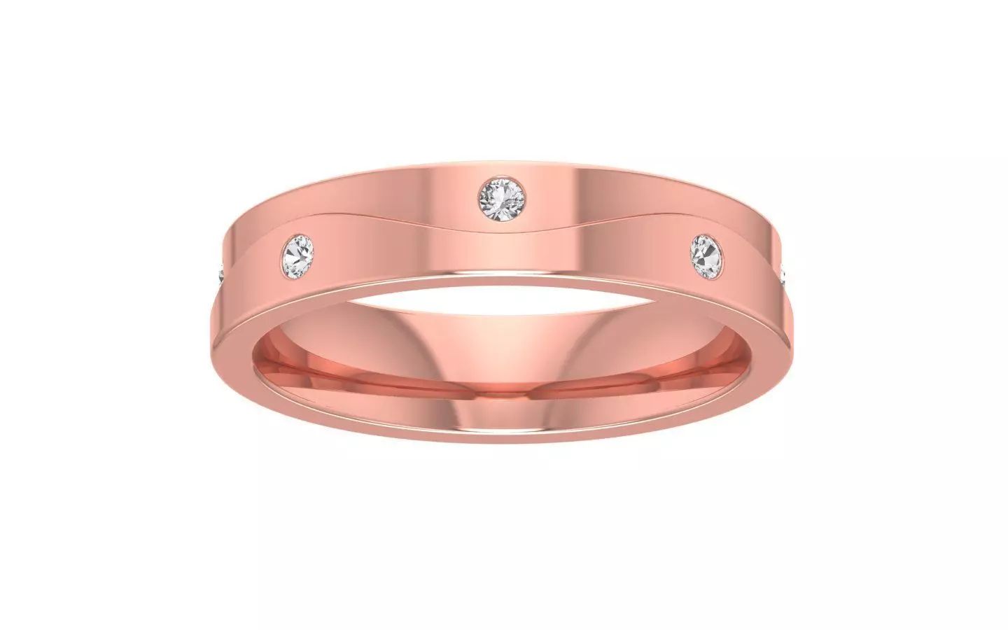 Flush Set Round Diamond Wedding Band 3dm STL OBJ FBX Render 3D print model