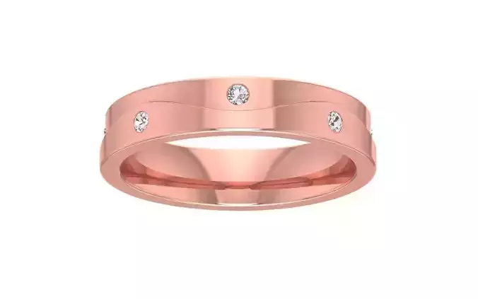 Flush Set Round Diamond Wedding Band 3dm STL OBJ FBX Render