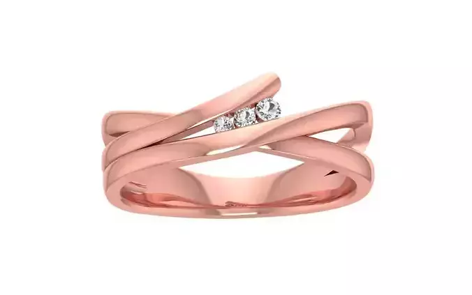 Three Stone Round Cut Wedding Band 3dm STL OBJ FBX Render 