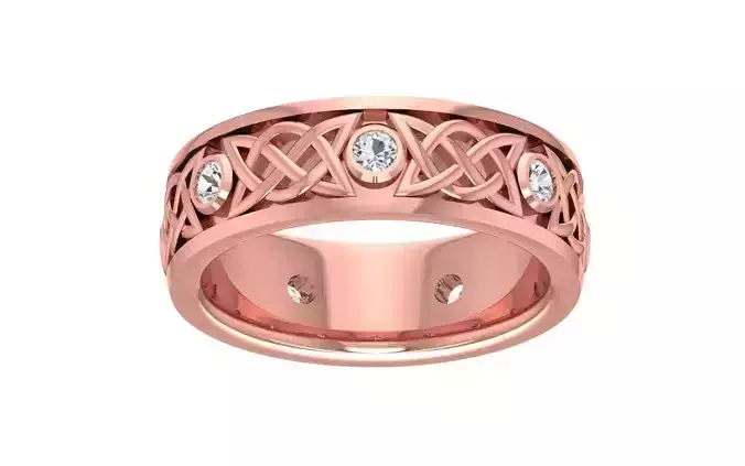 Round Cut Bezel Set Wedding Band 3dm STL OBJ FBX Render Details