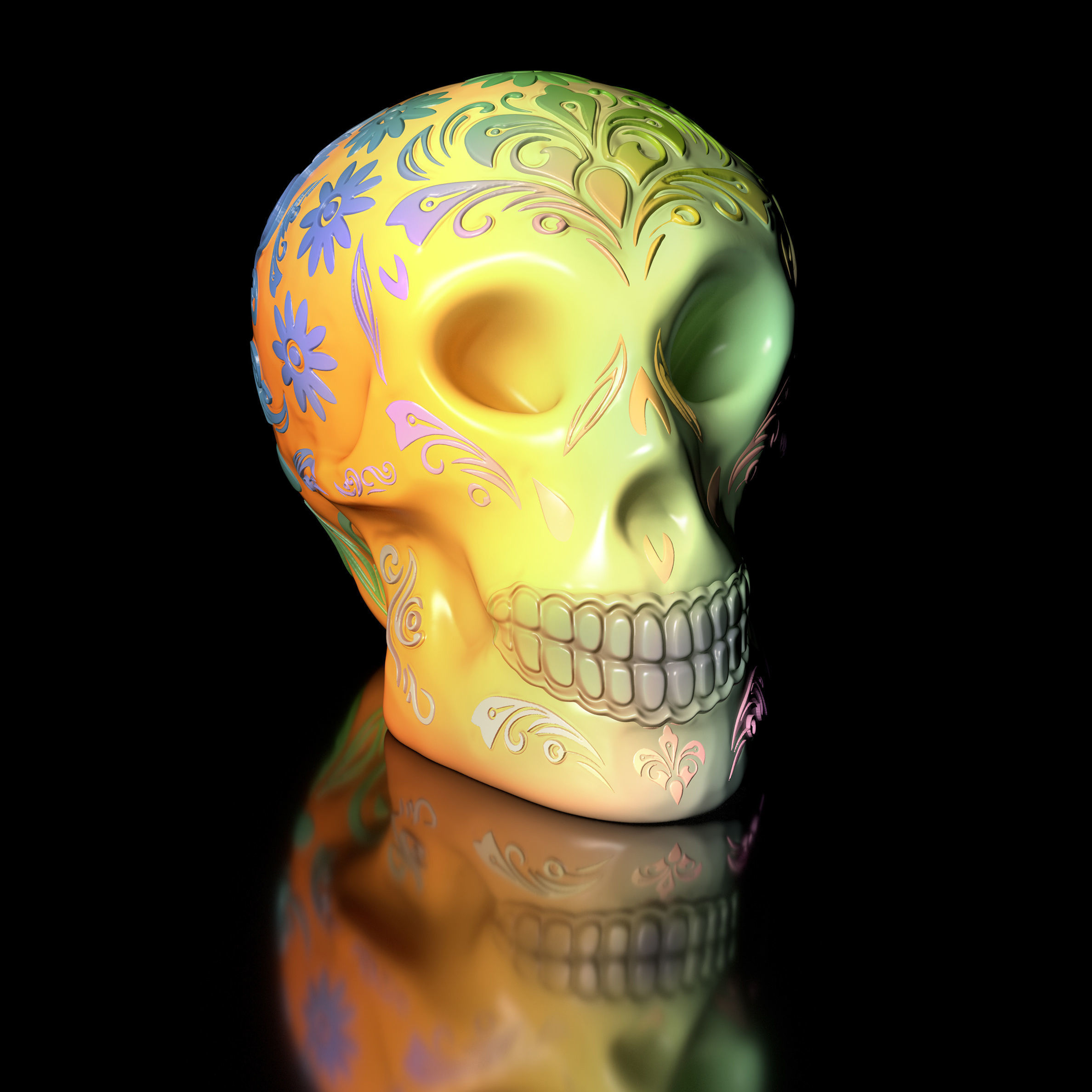 2-Pack-30 Percent Sugar Skull Pack 3D Model Files  3D print model_14