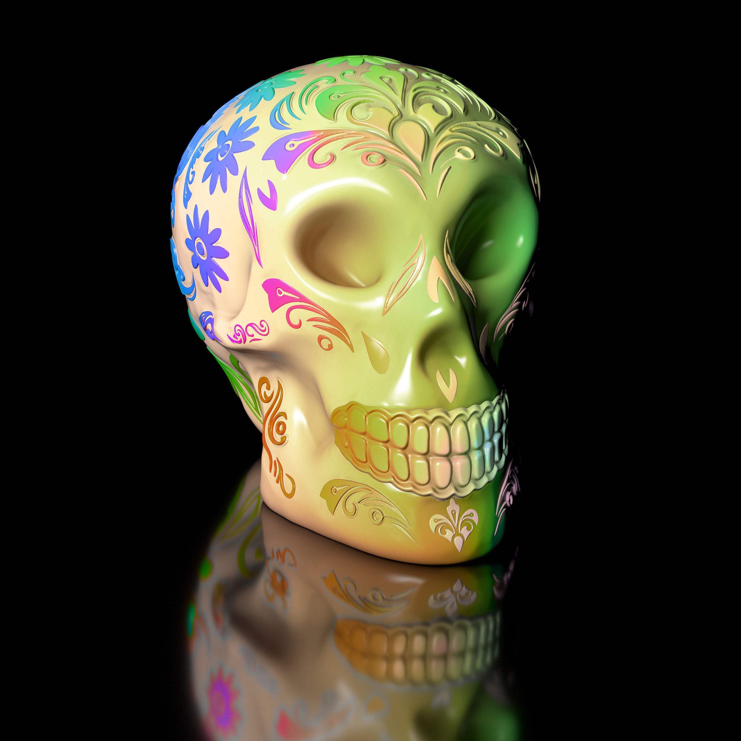 2-Pack-30 Percent Sugar Skull Pack 3D Model Files  3D print model_15
