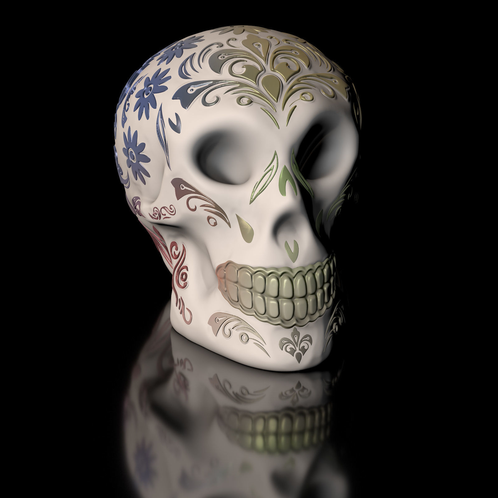 2-Pack-30 Percent Sugar Skull Pack 3D Model Files  3D print model_7