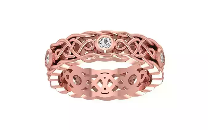 Round Cut Bezel Set Wedding Band 3dm STL OBJ FBX Render Details