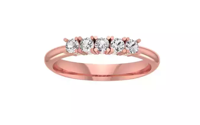 Five Round Cut Diamond Wedding Band 3dm STL OBJ FBX Render 