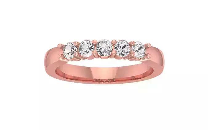 Five Stone Round Diamond Wedding Band 3dm STL OBJ FBX Render 