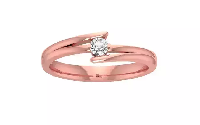 Round Cut Diamond Solitaire Wedding Band 3dm STL OBJ FBX Render 